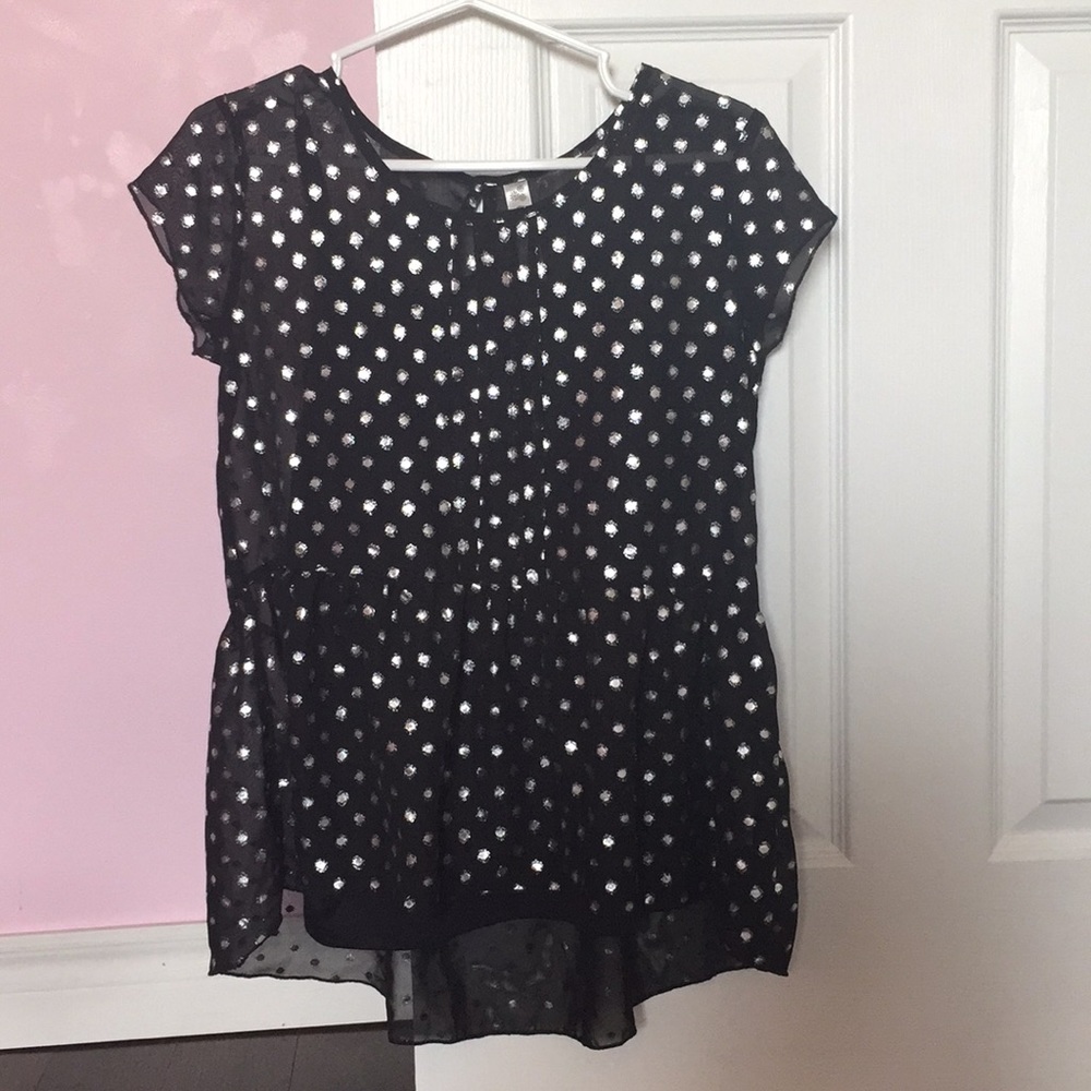 Silver polka-dot airy top